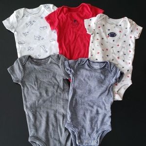 5 pack lil boy football theme onesies